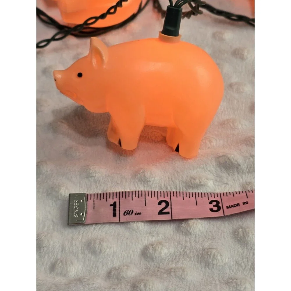 Vintage Farm Pig 14’ String Light Set Blow Mold Primal Lite Pack O Piggie 1990